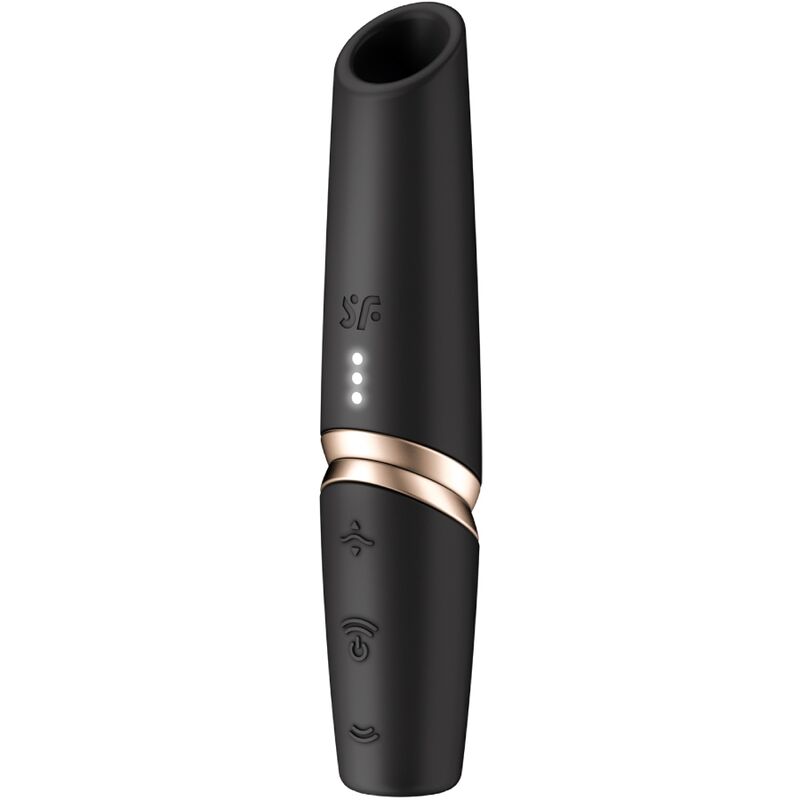 SATISFYER - STIMOLATORE PERFETTO KISS WAVE PER CLITORIDE NERO / ORO - SATISFYER AIR PULSE - Intimo per le occasioni speciali | The Game Lingerie