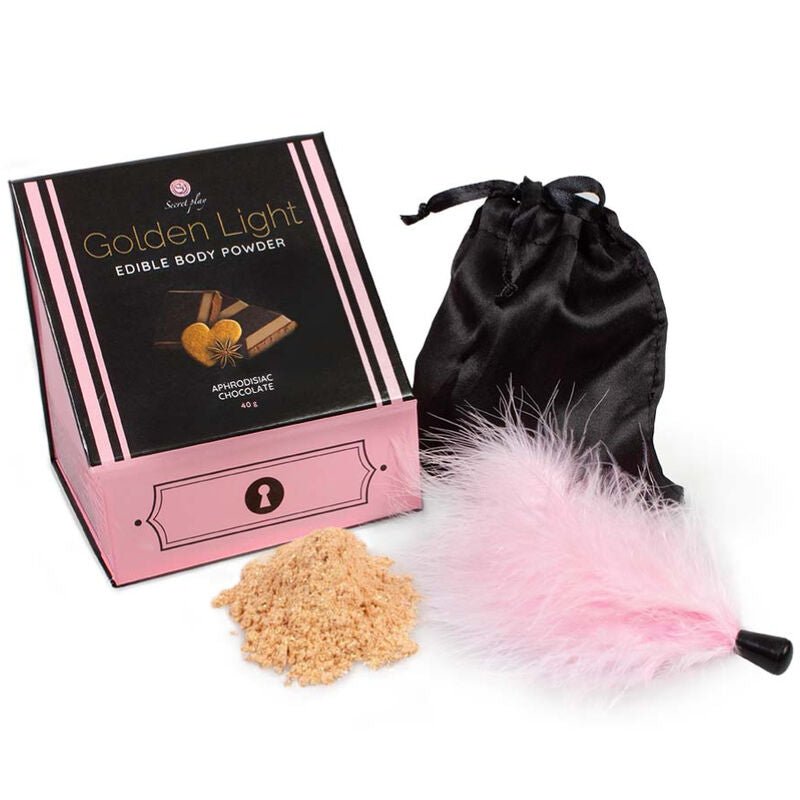 SECRETPLAY - KIT GOLDEN LIGHT AFRODISIACO POLVERE EDIBILE DI CIOCCOLATO E PIUMA - SECRETPLAY 100% GAMES - Intimo per le occasioni speciali | The Game Lingerie