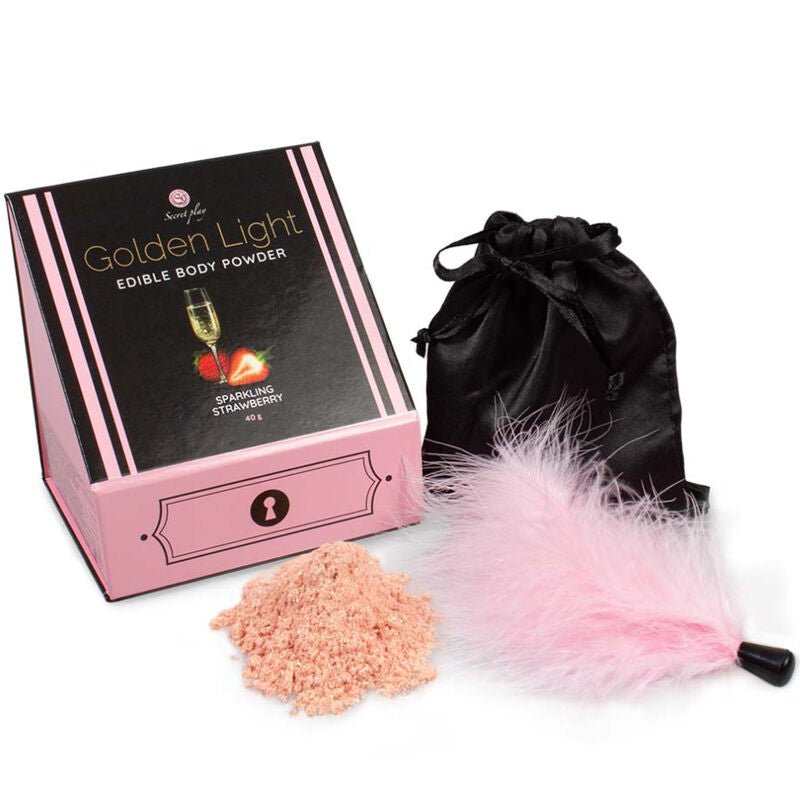 SECRETPLAY - KIT LUCE DORATA POLVERE E PIUMA ALIMENTARE FRIZZANTE ALLA FRAGOLA - SECRETPLAY 100% GAMES - Intimo per le occasioni speciali | The Game Lingerie