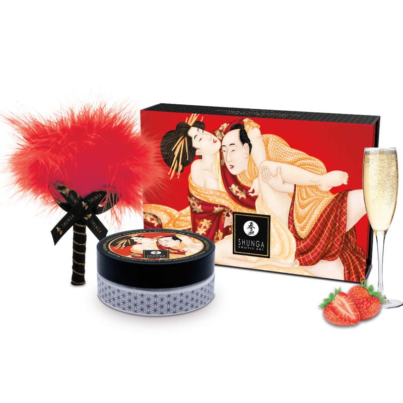 SHUNGA - KIT POLVERE DA MASSAGGIO COMMESTIBILE ALLA FRAGOLA - SHUNGA BODY POWER - Intimo per le occasioni speciali | The Game Lingerie