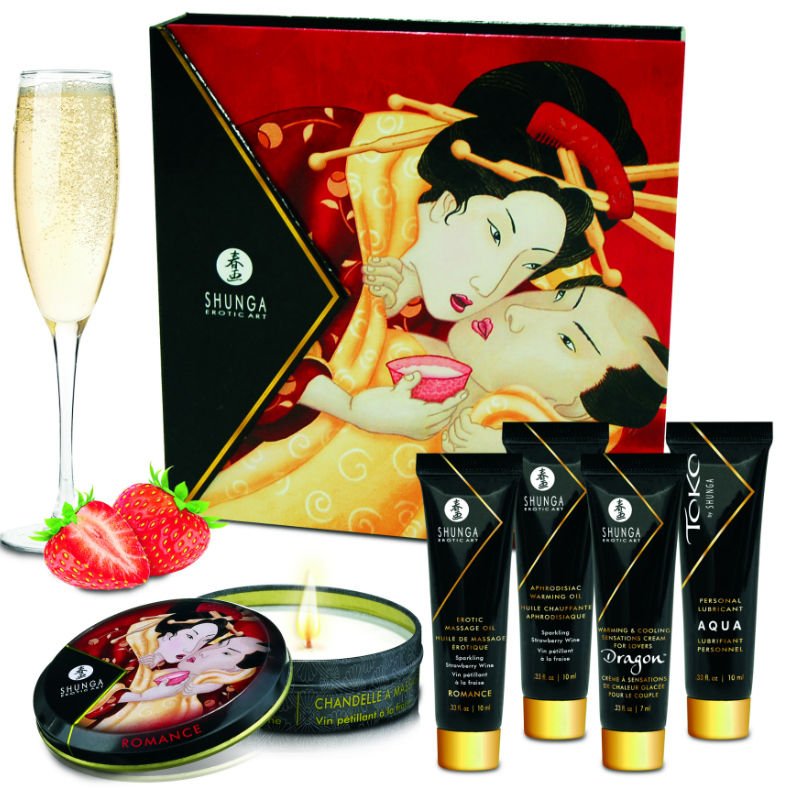 SHUNGA - KIT SEGRETO GEISHA FRAGOLE E CAVA - SHUNGA KITS - Intimo per le occasioni speciali | The Game Lingerie