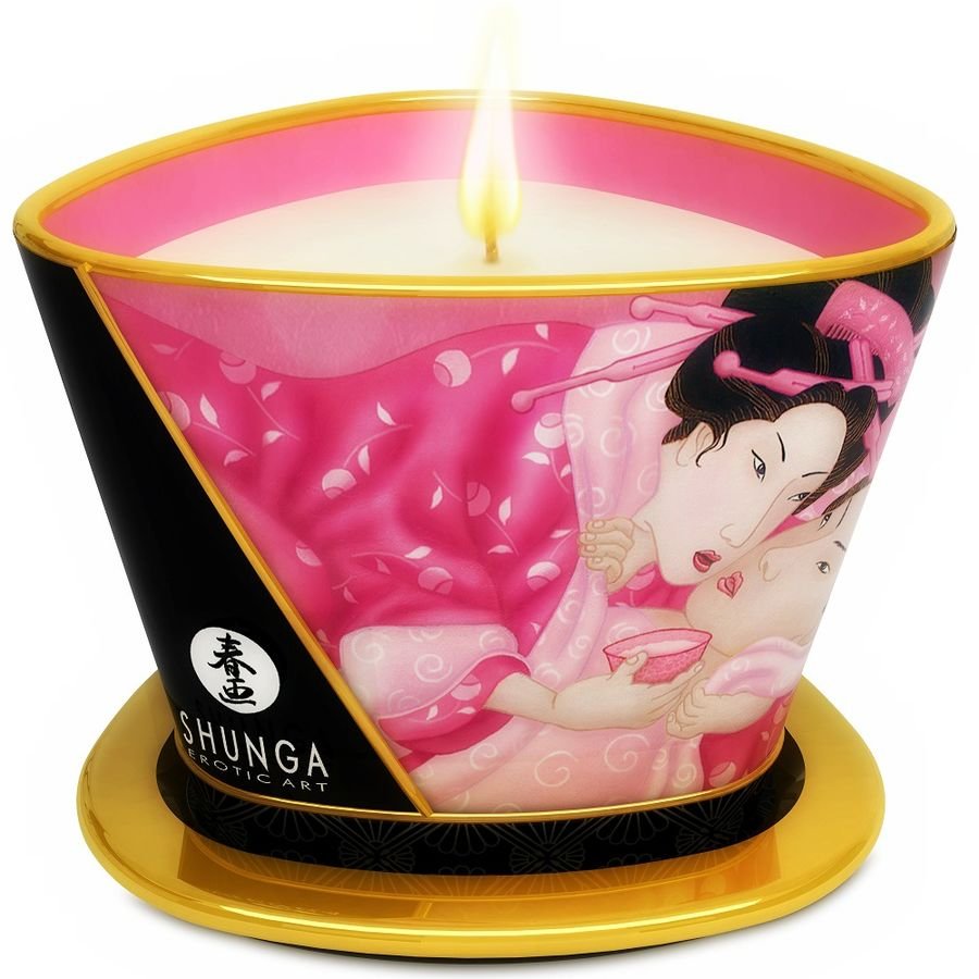 SHUNGA - MINI CARESS BY CANDELIGHT CANDELA DA MASSAGGIO AFRODISIACA ALLE ROSE 170 ML - SHUNGA CANDLES - Intimo per le occasioni speciali | The Game Lingerie
