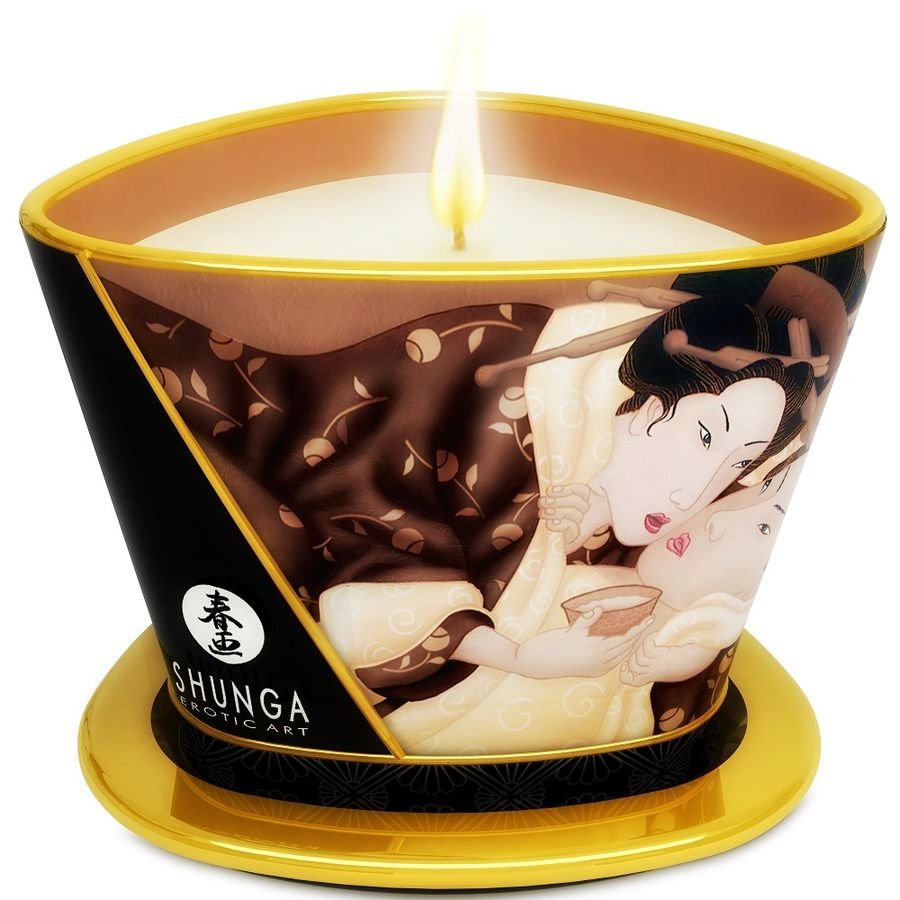 SHUNGA - MINI CARESS BY CANDELIGHT CANDELA DA MASSAGGIO AL CIOCCOLATO 170 ML - SHUNGA CANDLES - Intimo per le occasioni speciali | The Game Lingerie