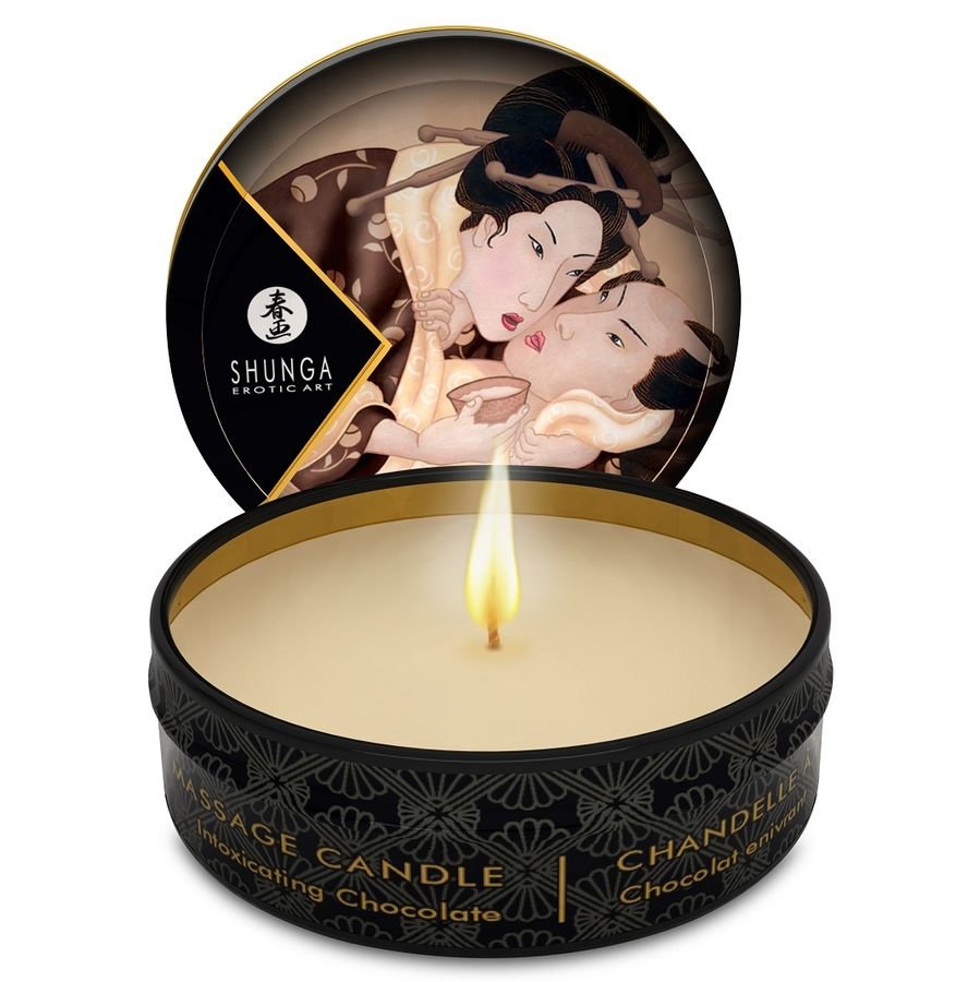 SHUNGA - MINI CARESS BY CANDELIGHT CANDELA DA MASSAGGIO AL CIOCCOLATO 30 ML - SHUNGA CANDLES - Intimo per le occasioni speciali | The Game Lingerie