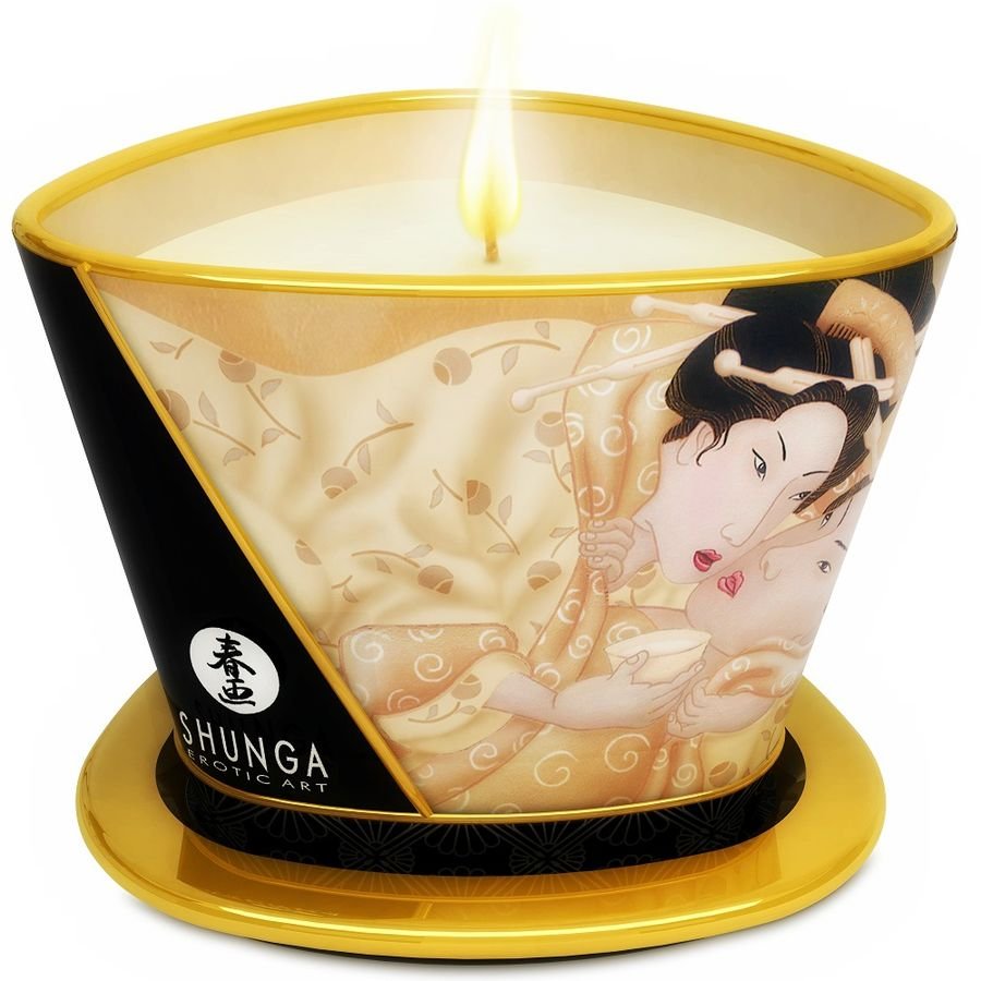 SHUNGA - MINI CARESS BY CANDELIGHT CANDELA DA MASSAGGIO ALLA VANIGLIA 170 ML - SHUNGA CANDLES - Intimo per le occasioni speciali | The Game Lingerie