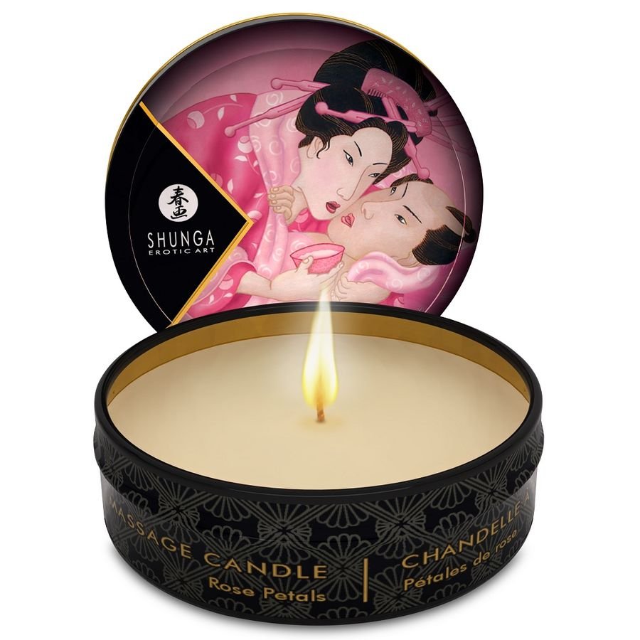SHUNGA - MINI CARESS BY CANDELIGHT CANDELA DA MASSAGGIO ROSE 30 ML - SHUNGA CANDLES - Intimo per le occasioni speciali | The Game Lingerie