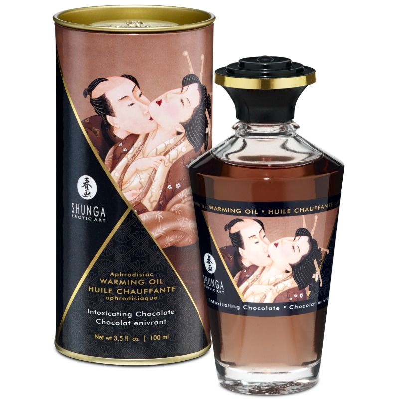 SHUNGA - OLIO DA MASSAGGIO CON EFFETTO CALORE GUSTO INTENSO DI CIOCCOLATO 100 ML - SHUNGA OILS - Intimo per le occasioni speciali | The Game Lingerie
