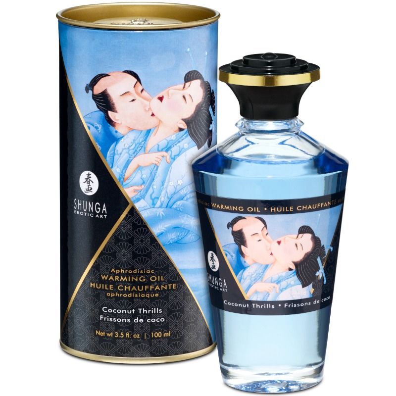 SHUNGA - OLIO DA MASSAGGIO EFFETTO CALORE AL GUSTO DI COCCO 100 ML - SHUNGA OILS - Intimo per le occasioni speciali | The Game Lingerie