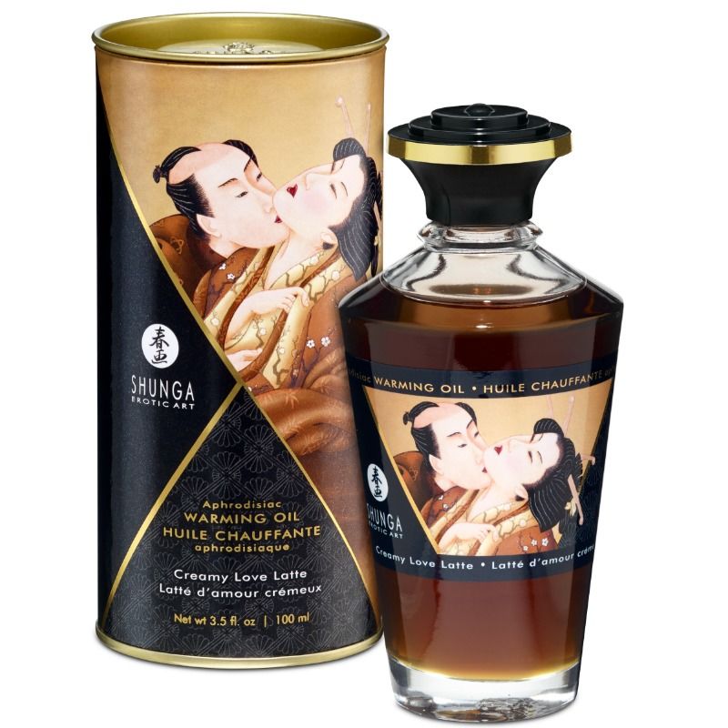 SHUNGA - OLIO DA MASSAGGIO EFFETTO CALORE GUSTO CREAMY LOVE LATTE 100 ML - SHUNGA OILS - Intimo per le occasioni speciali | The Game Lingerie