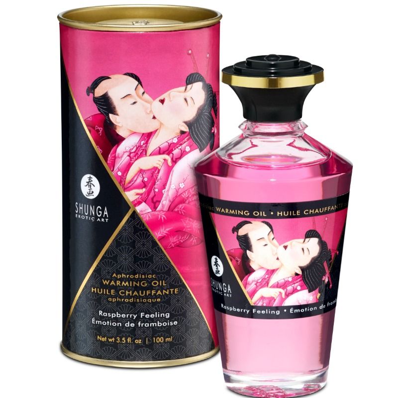 SHUNGA - OLIO DA MASSAGGIO EFFETTO CALORE SAPORE INTENSO DI LAMPONE 100 ML - SHUNGA OILS - Intimo per le occasioni speciali | The Game Lingerie