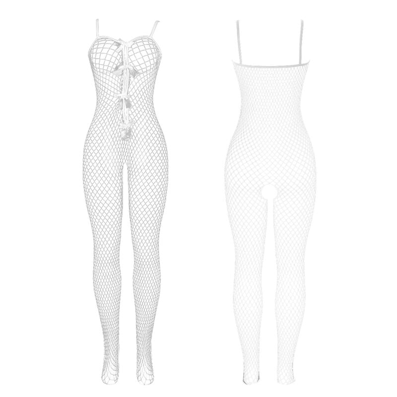 SUBBLIME - 951740 BODYSTOCKING BIANCO A RETE SENZA CAVALLO CON FIOCCHI TAGLIA UNICA - SUBBLIME BODYSTOCKINGS - Intimo per le occasioni speciali | The Game Lingerie