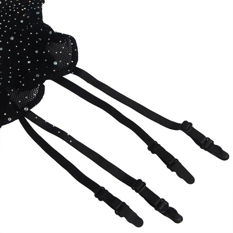 SUBBLIME - 952174 BODYSTOCKING A RETE CON GUANTI E STRASS NERO TAGLIA UNICA - SUBBLIME BODYSTOCKINGS - Intimo per le occasioni speciali | The Game Lingerie