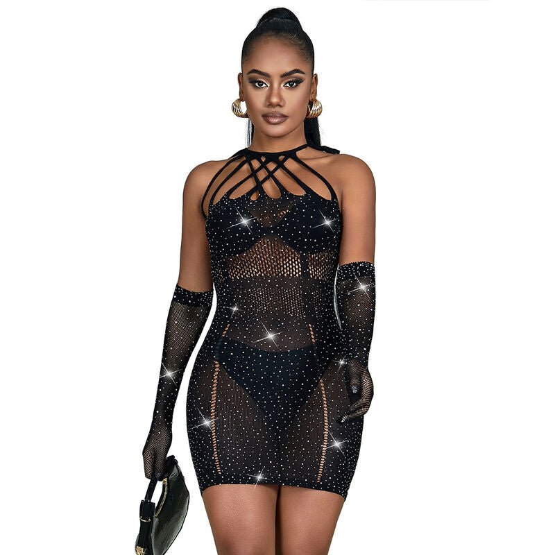SUBBLIME - 952235 ABITO A RETE CON STRASS NERO TAGLIA UNICA - SUBBLIME DRESSES - Intimo per le occasioni speciali | The Game Lingerie