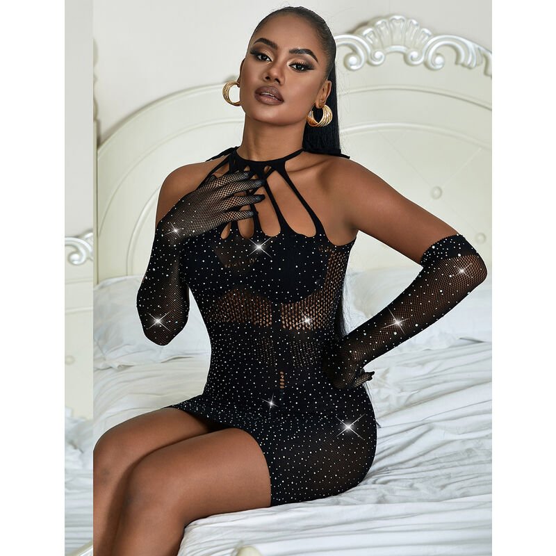SUBBLIME - 952235 ABITO A RETE CON STRASS NERO TAGLIA UNICA - SUBBLIME DRESSES - Intimo per le occasioni speciali | The Game Lingerie