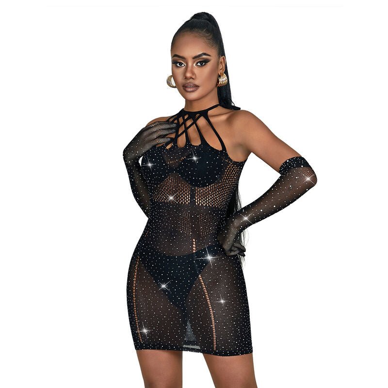 SUBBLIME - 952235 ABITO A RETE CON STRASS NERO TAGLIA UNICA - SUBBLIME DRESSES - Intimo per le occasioni speciali | The Game Lingerie