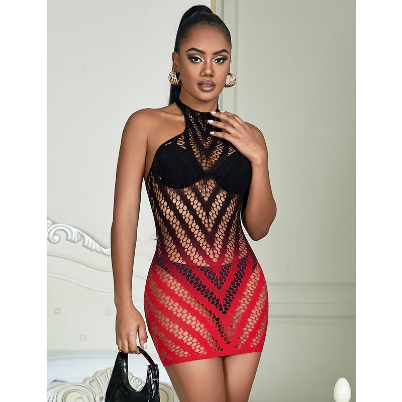 SUBBLIME - 952242 VESTITO ELASTICO A RETE DEGRADATA ROSSO E NERO TAGLIA UNICA - SUBBLIME DRESSES - Intimo per le occasioni speciali | The Game Lingerie