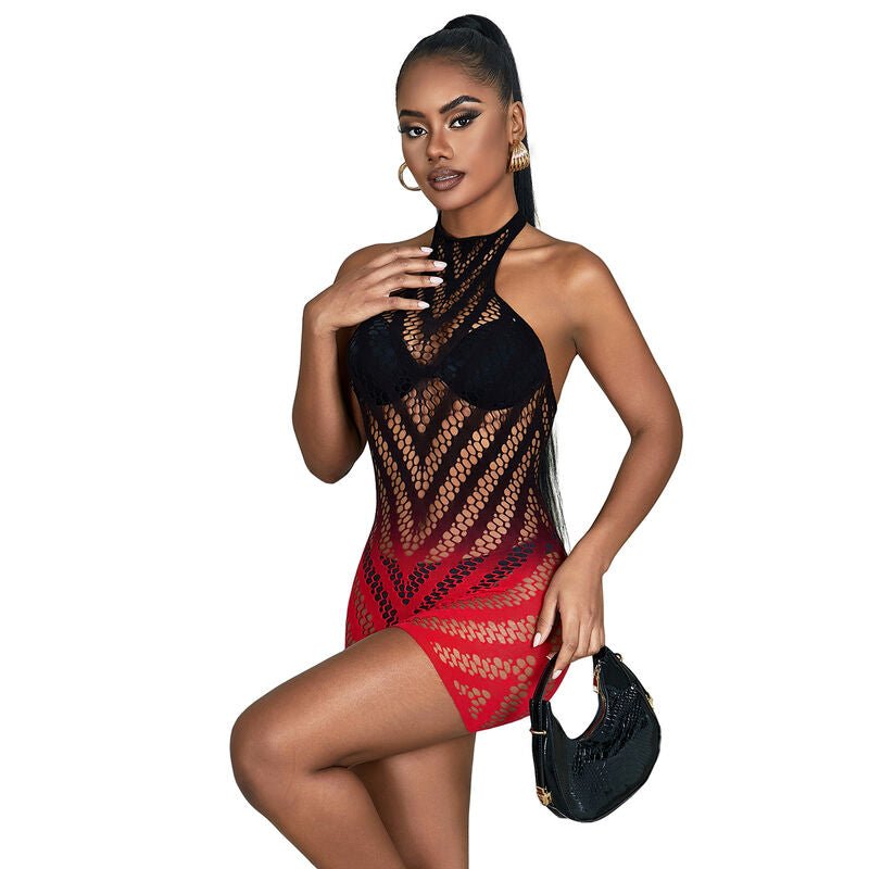 SUBBLIME - 952242 VESTITO ELASTICO A RETE DEGRADATA ROSSO E NERO TAGLIA UNICA - SUBBLIME DRESSES - Intimo per le occasioni speciali | The Game Lingerie
