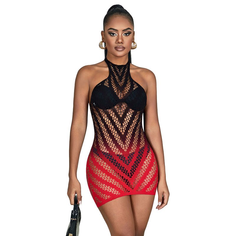 SUBBLIME - 952242 VESTITO ELASTICO A RETE DEGRADATA ROSSO E NERO TAGLIA UNICA - SUBBLIME DRESSES - Intimo per le occasioni speciali | The Game Lingerie