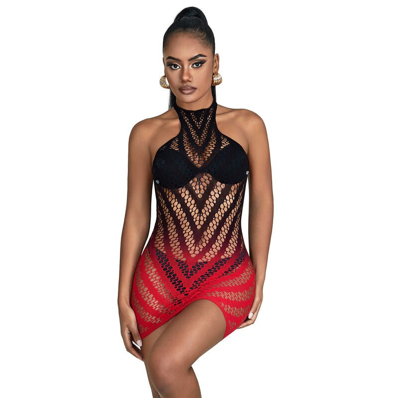 SUBBLIME - 952242 VESTITO ELASTICO A RETE DEGRADATA ROSSO E NERO TAGLIA UNICA - SUBBLIME DRESSES - Intimo per le occasioni speciali | The Game Lingerie