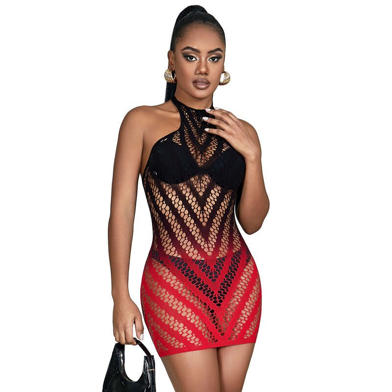 SUBBLIME - 952242 VESTITO ELASTICO A RETE DEGRADATA ROSSO E NERO TAGLIA UNICA - SUBBLIME DRESSES - Intimo per le occasioni speciali | The Game Lingerie
