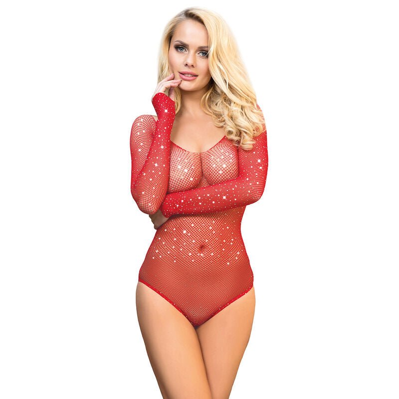 SUBBLIME - 952303 BODY LUCIDO CON SPALLE SCOPERTE MANICA LUNGA ROSSO TAGLIA UNICA - SUBBLIME BODIES - Intimo per le occasioni speciali | The Game Lingerie