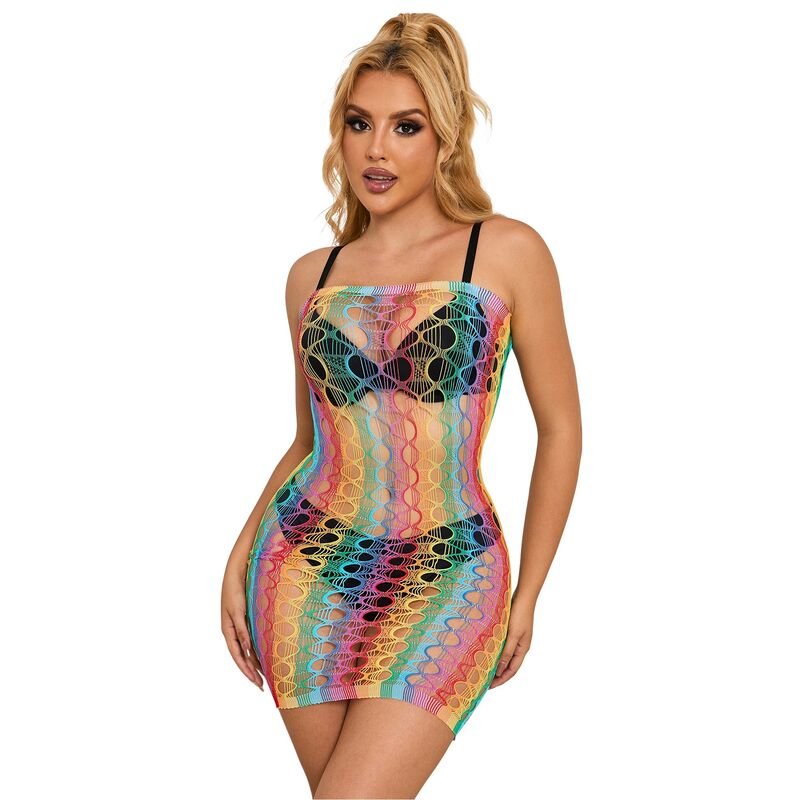 SUBBLIME - 952365 VESTITO A RETE CON SPALLE NUDE ARCOBALENO TAGLIA UNICA - SUBBLIME DRESSES - Intimo per le occasioni speciali | The Game Lingerie