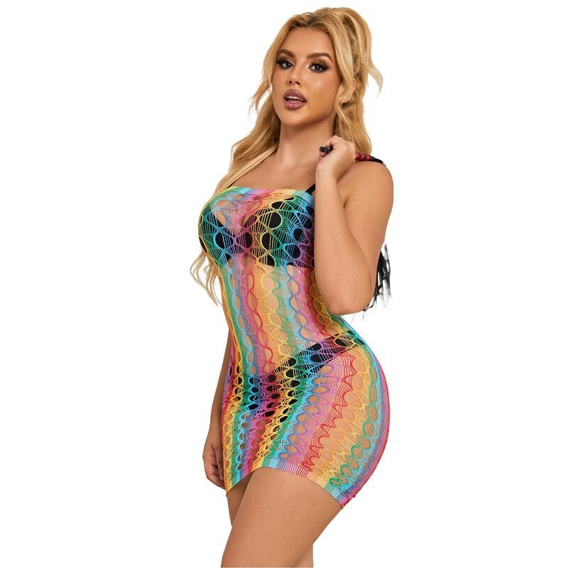 SUBBLIME - 952365 VESTITO A RETE CON SPALLE NUDE ARCOBALENO TAGLIA UNICA - SUBBLIME DRESSES - Intimo per le occasioni speciali | The Game Lingerie