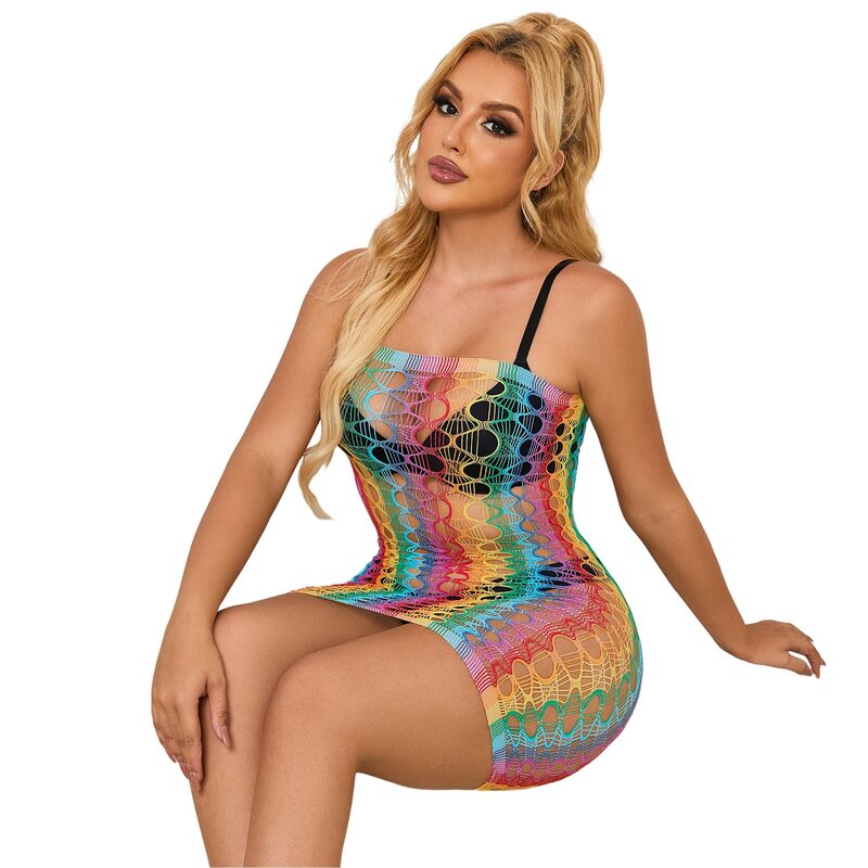 SUBBLIME - 952365 VESTITO A RETE CON SPALLE NUDE ARCOBALENO TAGLIA UNICA - SUBBLIME DRESSES - Intimo per le occasioni speciali | The Game Lingerie