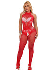SUBBLIME - 952372 BODYSTOCKING A RETE E PIZZO SENZA CAVALLO CON COLLO ALTO ROSSO TAGLIA UNICA - SUBBLIME BODYSTOCKINGS - Intimo per le occasioni speciali | The Game Lingerie