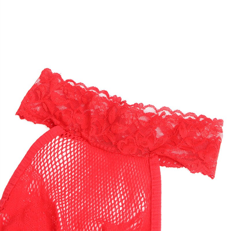 SUBBLIME - 952372 BODYSTOCKING A RETE E PIZZO SENZA CAVALLO CON COLLO ALTO ROSSO TAGLIA UNICA - SUBBLIME BODYSTOCKINGS - Intimo per le occasioni speciali | The Game Lingerie