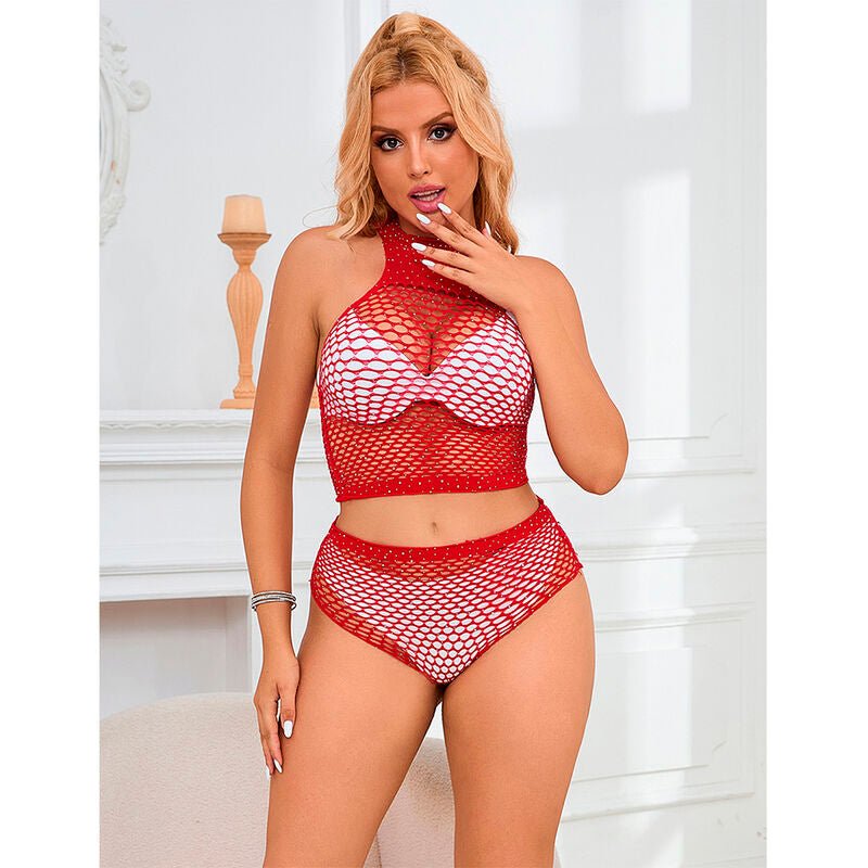 SUBBLIME - 952402 SET RETE CON DIAMANTI ROSA TAGLIA UNICA - SUBBLIME SETS - Intimo per le occasioni speciali | The Game Lingerie
