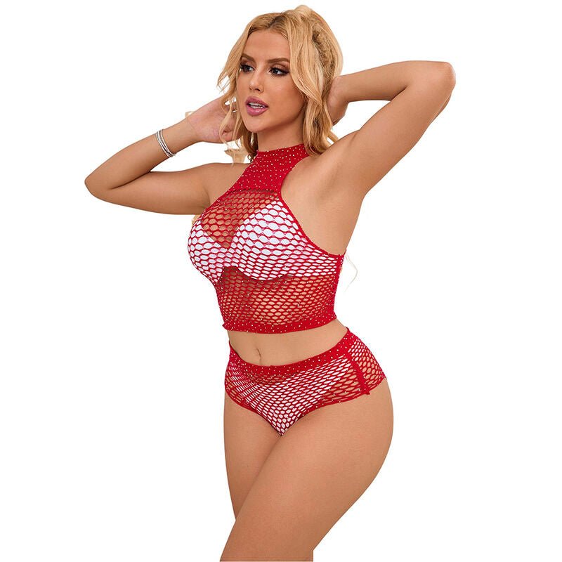 SUBBLIME - 952402 SET RETE CON DIAMANTI ROSA TAGLIA UNICA - SUBBLIME SETS - Intimo per le occasioni speciali | The Game Lingerie