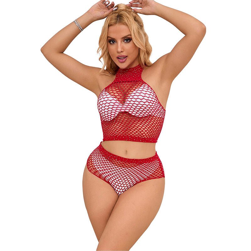 SUBBLIME - 952402 SET RETE CON DIAMANTI ROSA TAGLIA UNICA - SUBBLIME SETS - Intimo per le occasioni speciali | The Game Lingerie
