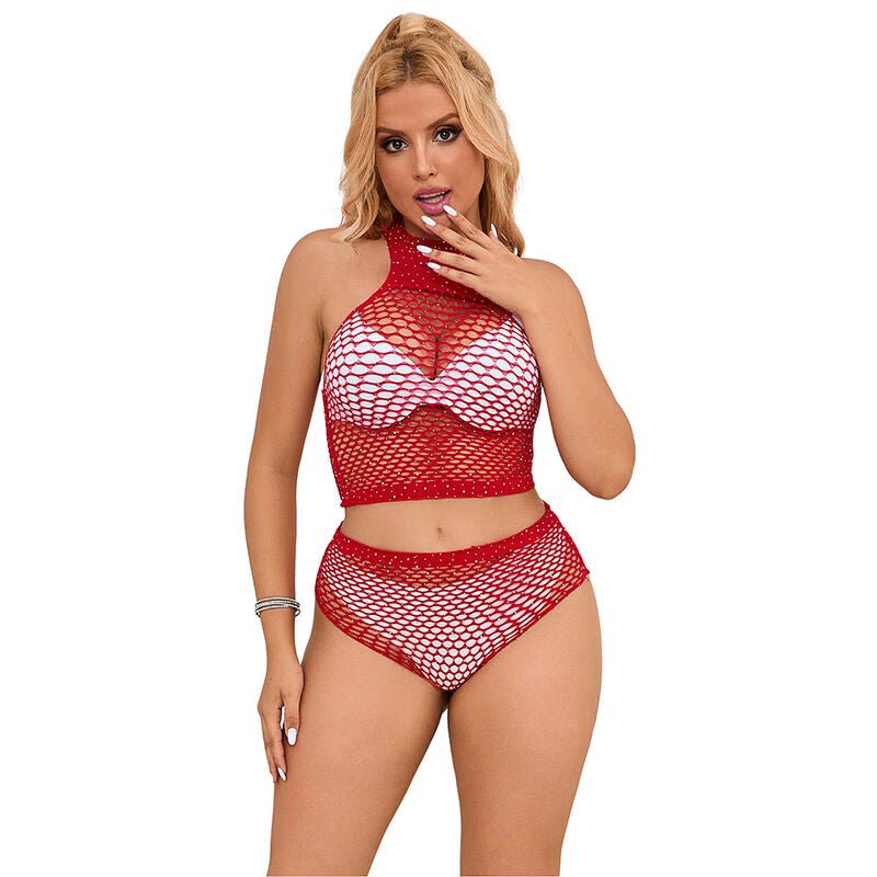 SUBBLIME - 952402 SET RETE CON DIAMANTI ROSA TAGLIA UNICA - SUBBLIME SETS - Intimo per le occasioni speciali | The Game Lingerie