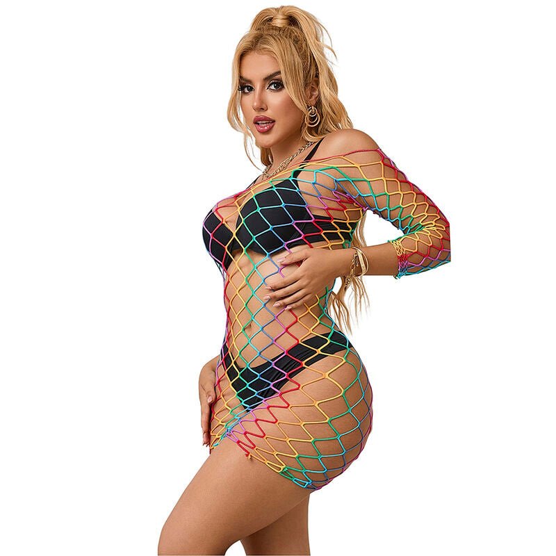 SUBBLIME - 952426 VESTITO A RETE MANICA LUNGA ARCOBALENO TAGLIA UNICA - SUBBLIME DRESSES - Intimo per le occasioni speciali | The Game Lingerie