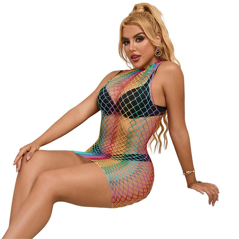 SUBBLIME - 952433 VESTITO A RETE SENZA MANICHE COLLO ALTO ARCOBALENO TAGLIA UNICA - SUBBLIME DRESSES - Intimo per le occasioni speciali | The Game Lingerie