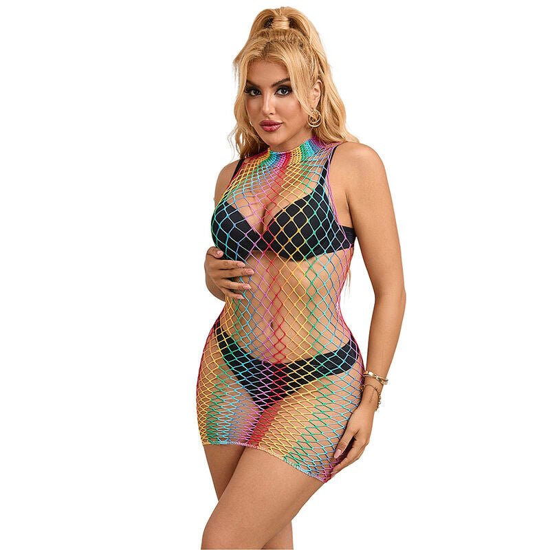 SUBBLIME - 952433 VESTITO A RETE SENZA MANICHE COLLO ALTO ARCOBALENO TAGLIA UNICA - SUBBLIME DRESSES - Intimo per le occasioni speciali | The Game Lingerie