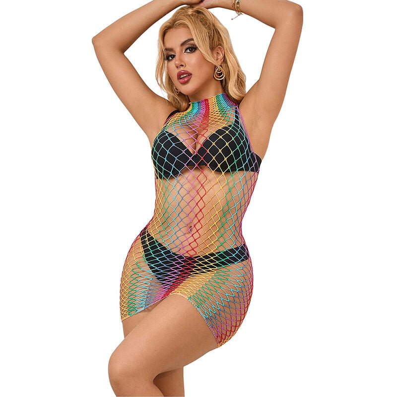 SUBBLIME - 952433 VESTITO A RETE SENZA MANICHE COLLO ALTO ARCOBALENO TAGLIA UNICA - SUBBLIME DRESSES - Intimo per le occasioni speciali | The Game Lingerie