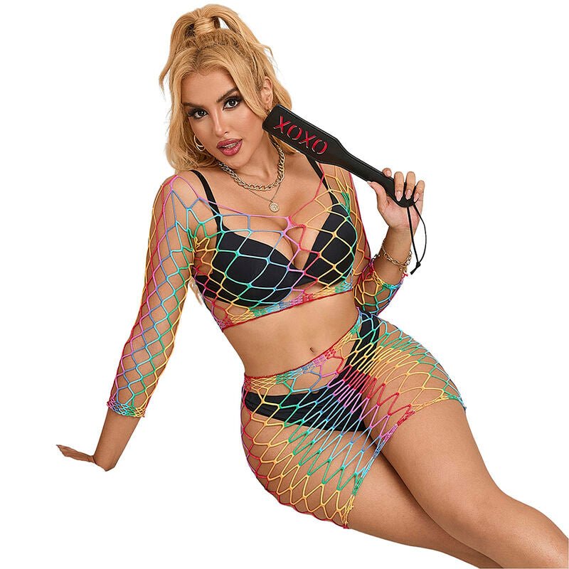 SUBBLIME - 952440 INSIEME A RETE 2 PEZZI MANICA LUNGA ARCOBALENO TAGLIA UNICA - SUBBLIME SETS - Intimo per le occasioni speciali | The Game Lingerie