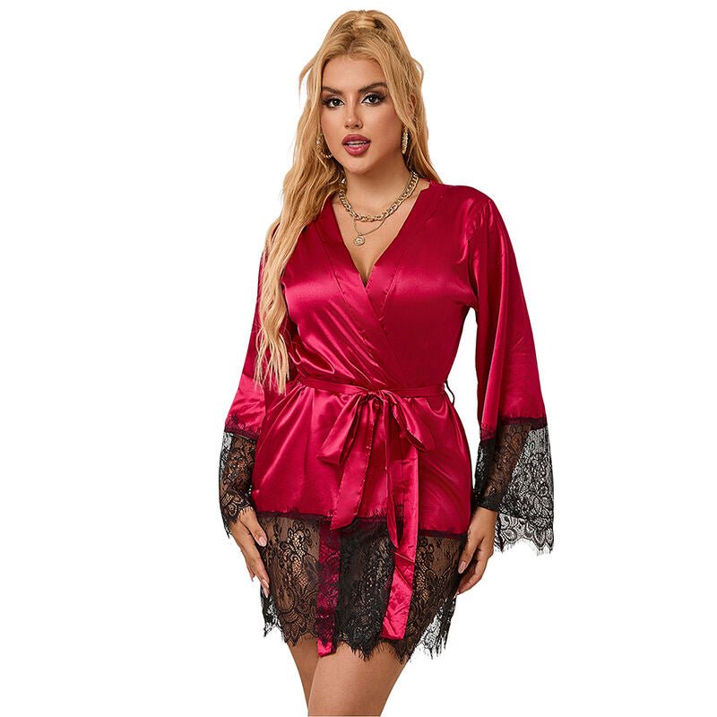 SUBBLIME - 953829 ELEGANTE PIGIAMA IN PIZZO + PERIZOMA ROSSO L/XL - SUBBLIME SETS - Intimo per le occasioni speciali | The Game Lingerie