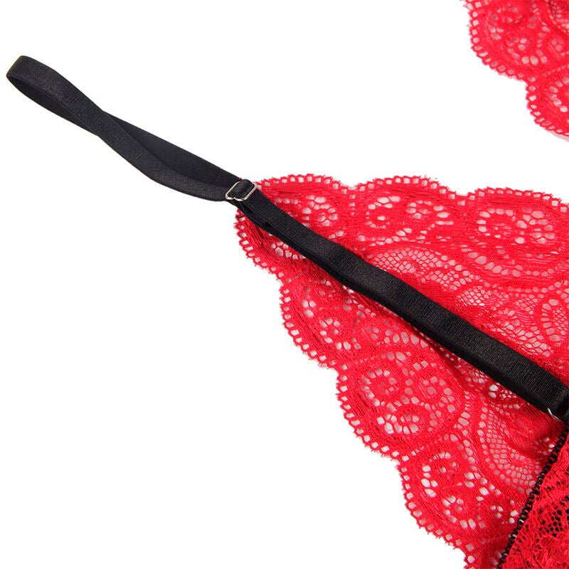 SUBBLIME - 953898 CAMICIA DA NOTTE IN SETA E PIZZO + SLIP ROSSO S/M - SUBBLIME SETS - Intimo per le occasioni speciali | The Game Lingerie