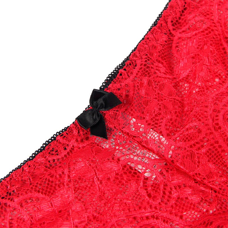 SUBBLIME - 953904 CAMICIA DA NOTTE IN SETA E PIZZO + SLIP ROSSO L/XL - SUBBLIME SETS - Intimo per le occasioni speciali | The Game Lingerie