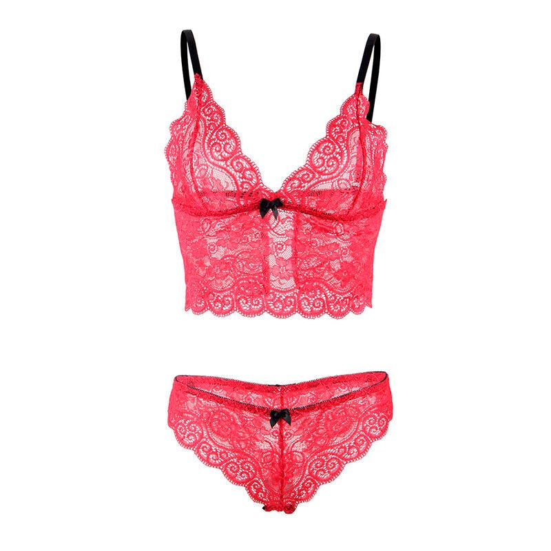 SUBBLIME - 953904 CAMICIA DA NOTTE IN SETA E PIZZO + SLIP ROSSO L/XL - SUBBLIME SETS - Intimo per le occasioni speciali | The Game Lingerie