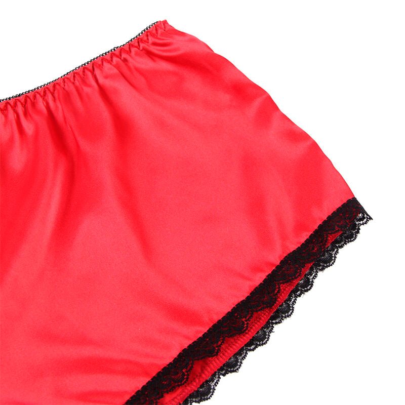 SUBBLIME - 953904 CAMICIA DA NOTTE IN SETA E PIZZO + SLIP ROSSO L/XL - SUBBLIME SETS - Intimo per le occasioni speciali | The Game Lingerie
