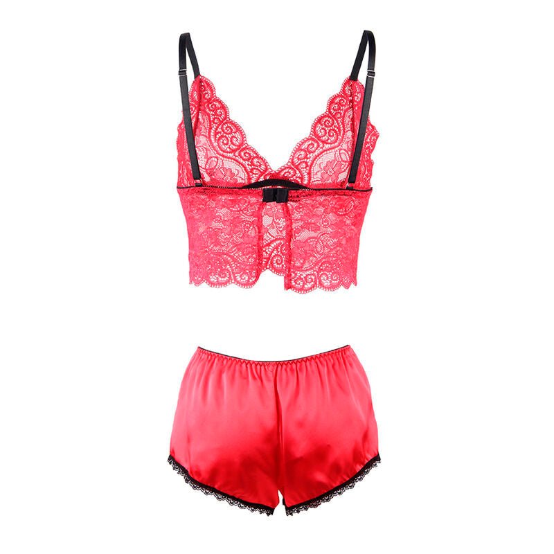 SUBBLIME - 953904 CAMICIA DA NOTTE IN SETA E PIZZO + SLIP ROSSO L/XL - SUBBLIME SETS - Intimo per le occasioni speciali | The Game Lingerie
