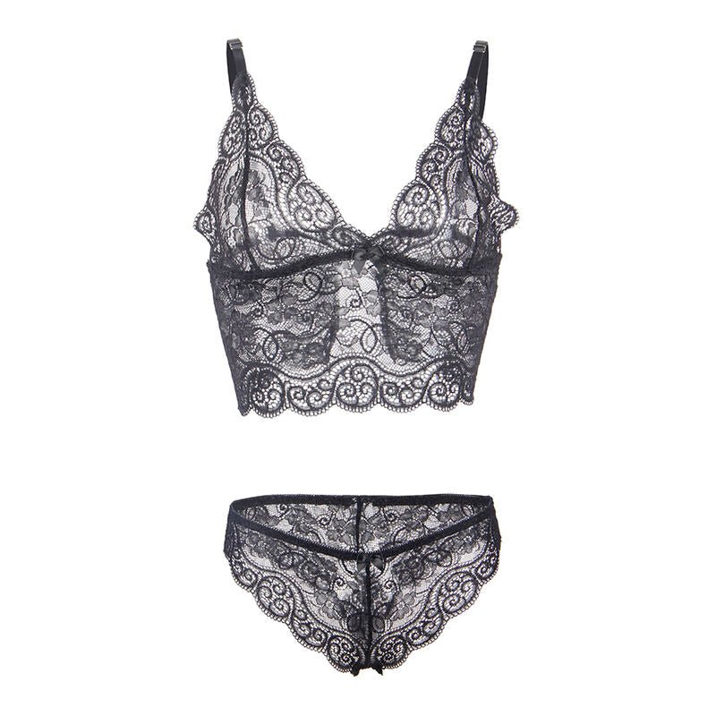 SUBBLIME - 953911 CAMICIA DA NOTTE IN SETA E PIZZO + SLIP NERO S/M - SUBBLIME SETS - Intimo per le occasioni speciali | The Game Lingerie