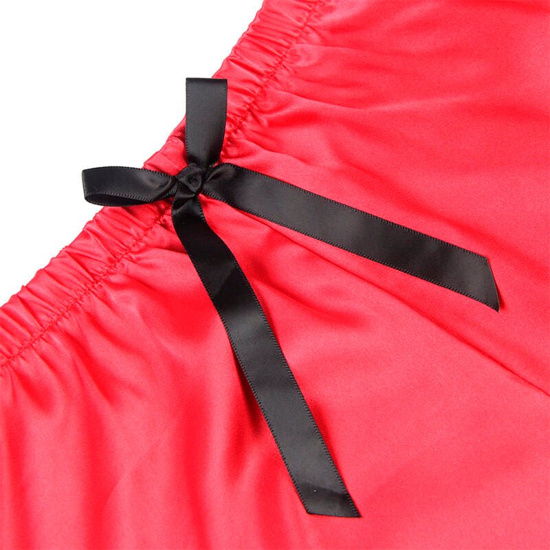 SUBBLIME - 953966 VESTAGLIA DA NOTTE CASUAL IN SETA + PANTALONI IN PIZZO NERO/ROSSO L/XL - SUBBLIME SETS - Intimo per le occasioni speciali | The Game Lingerie