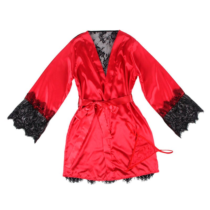 SUBBLIME - 954024 CANOTTIERA CON SCHIENA TRASPARENTE IN PIZZO + PERIZOMA ROSSO/NERO L/XL - SUBBLIME SETS - Intimo per le occasioni speciali | The Game Lingerie