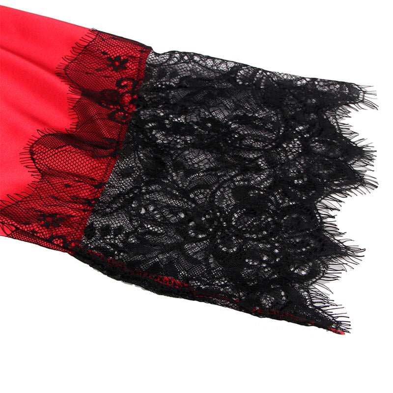 SUBBLIME - 954024 CANOTTIERA CON SCHIENA TRASPARENTE IN PIZZO + PERIZOMA ROSSO/NERO L/XL - SUBBLIME SETS - Intimo per le occasioni speciali | The Game Lingerie