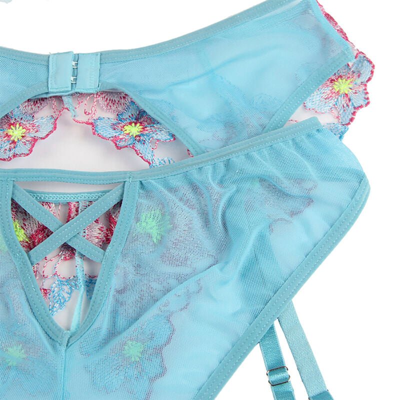 SUBBLIME - 954116 REGGISENO + SLIP CON CINTURA REGGISENO FLOREALE BLU L/XL - SUBBLIME SETS - Intimo per le occasioni speciali | The Game Lingerie